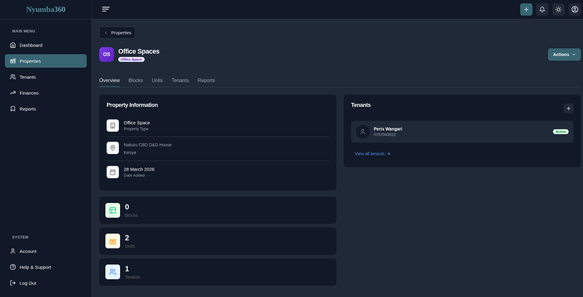 Nyumba360 Dashboard — Property Info